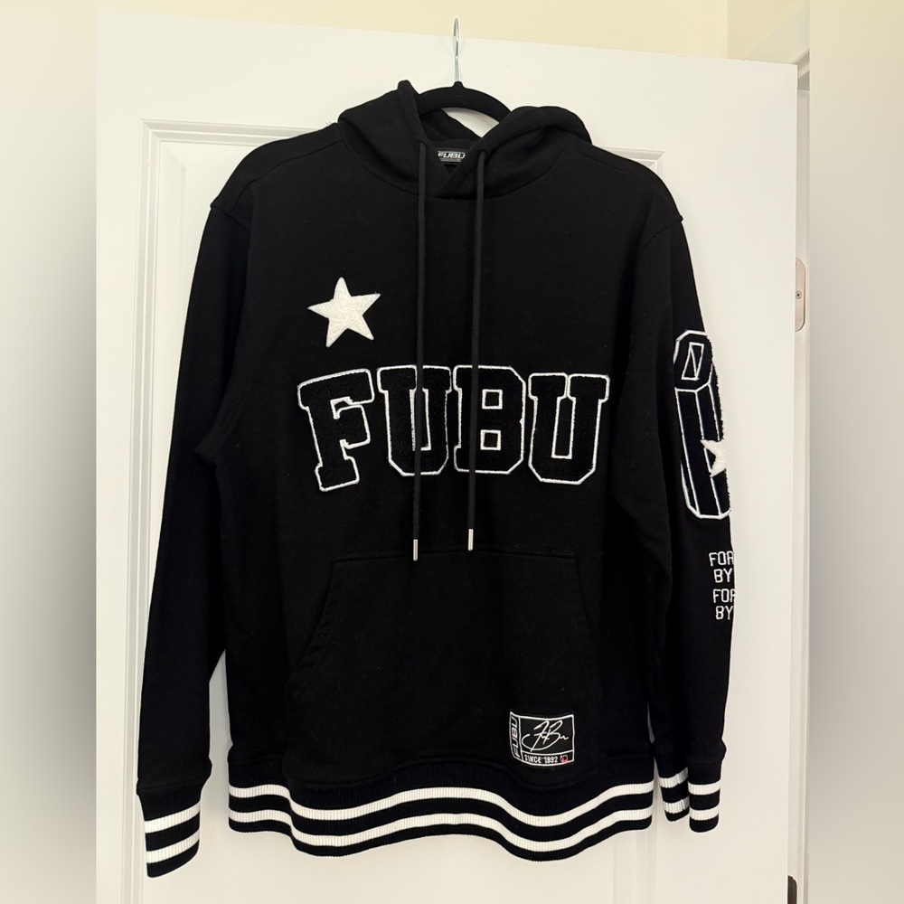 FUBU Black Sweater with Bold White Graphics